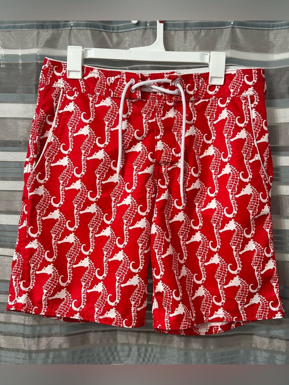 Bonobos Men's Red Seahorse Print Swim Trunks